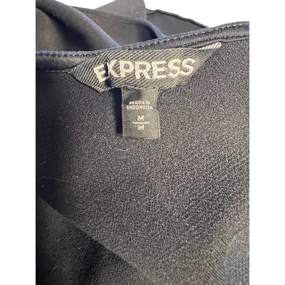 Express Black Bodycon Dress With Back Zipper & 3/4 Sleeves Size M Sexy - Picture 4 of 16
